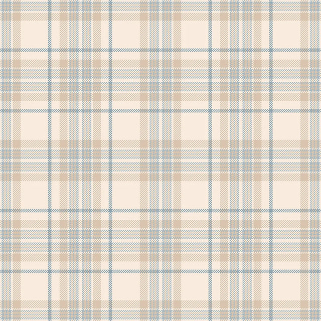 Traditional Check Wallpaper in Cream and Blue