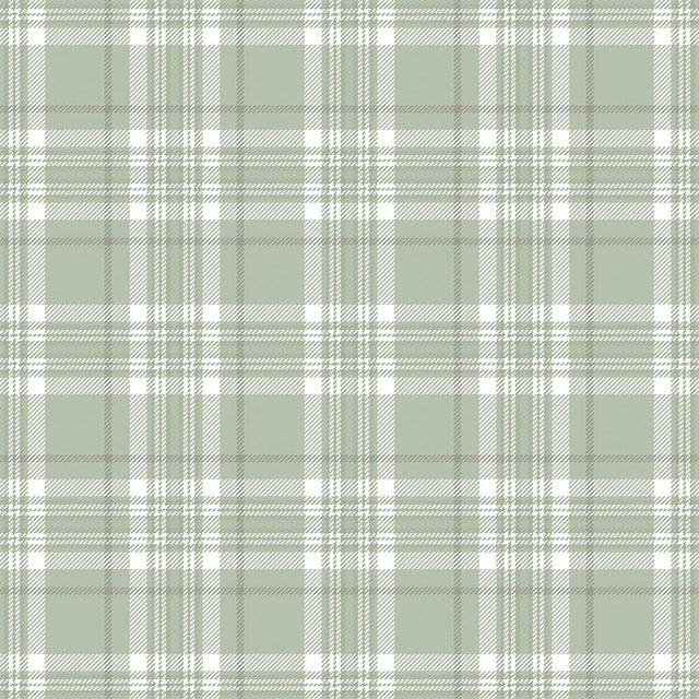 Traditional Check Wallpaper in Sage Green