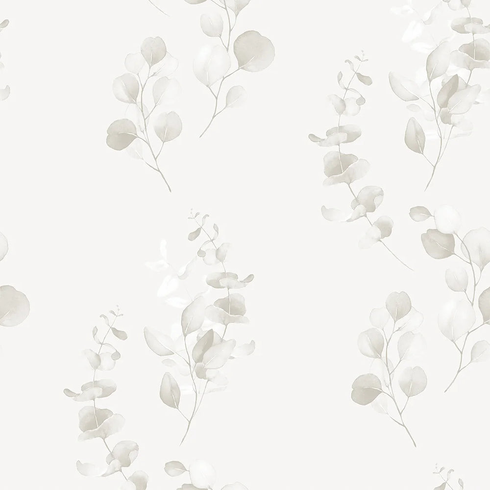 Sample of Trailing Eucalyptus Wallpaper in Soft Greys