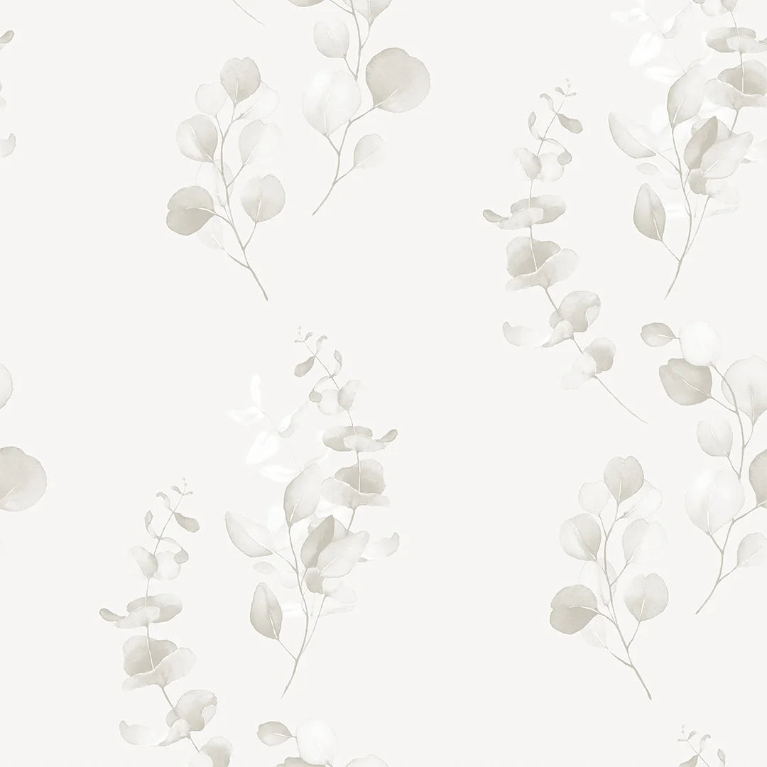 Sample of Trailing Eucalyptus Wallpaper in Soft Greys