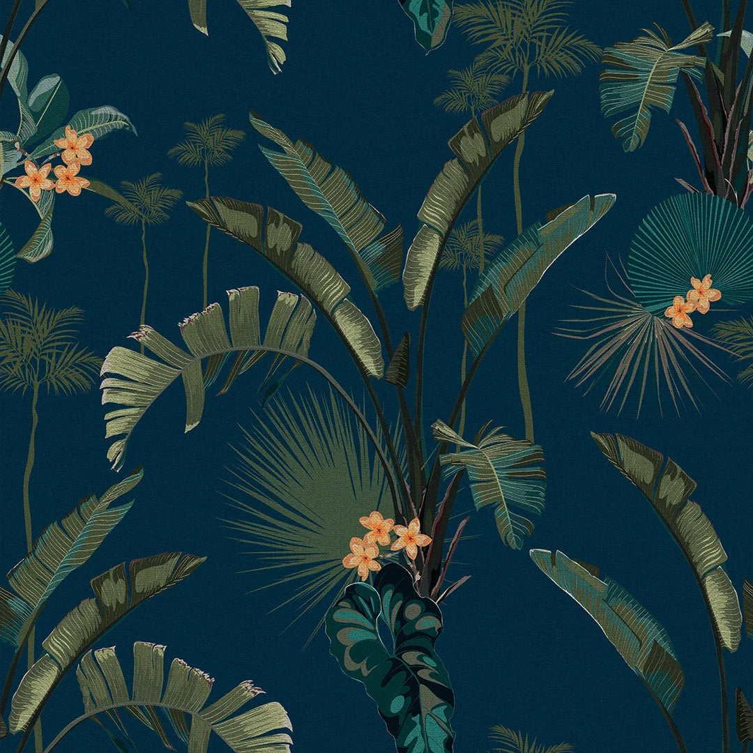 Sample of Tropical Paradise Wallpaper in Navy
