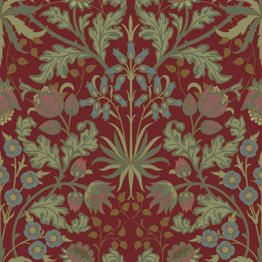 Sample of Tulip Trellis Wallpaper in Burgundy