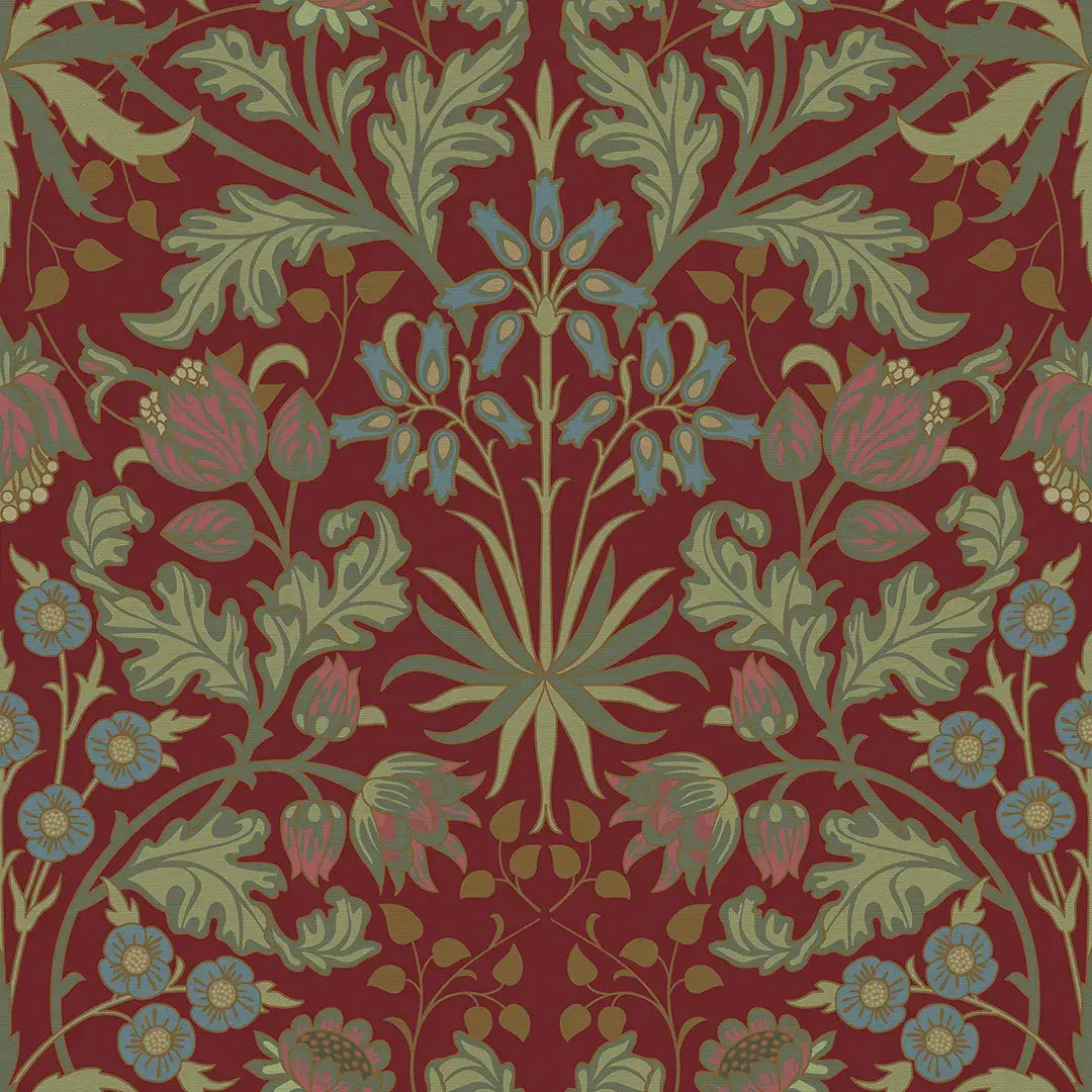 Sample of Tulip Trellis Wallpaper in Burgundy