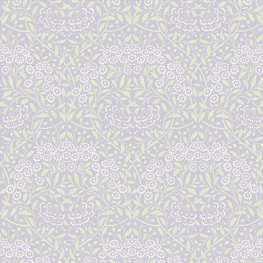 Vintage Daisy Wallpaper in Lavender and Sage