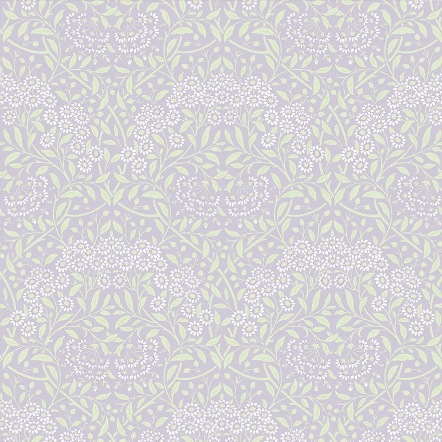 Vintage Daisy Wallpaper in Lavender and Sage