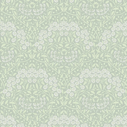 Vintage Daisy Wallpaper in Sage and White