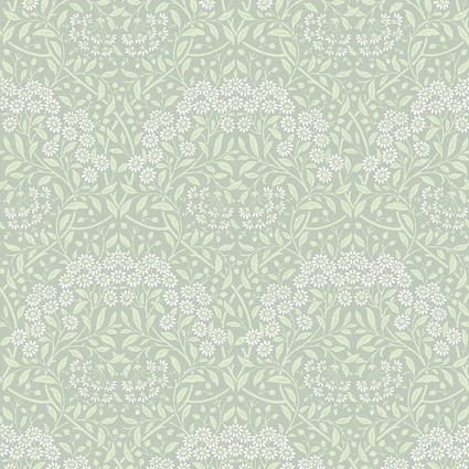 Vintage Daisy Wallpaper in Sage and White