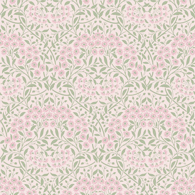 Vintage Daisy Wallpaper in Soft Pink and Sage