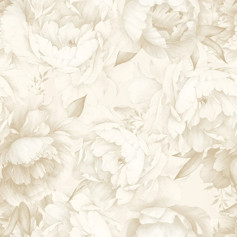 Sample of Vintage Peony Wallpaper in Warm Neutrals