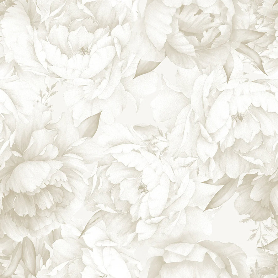 Vintage Peony Wallpaper in Cool Neutrals
