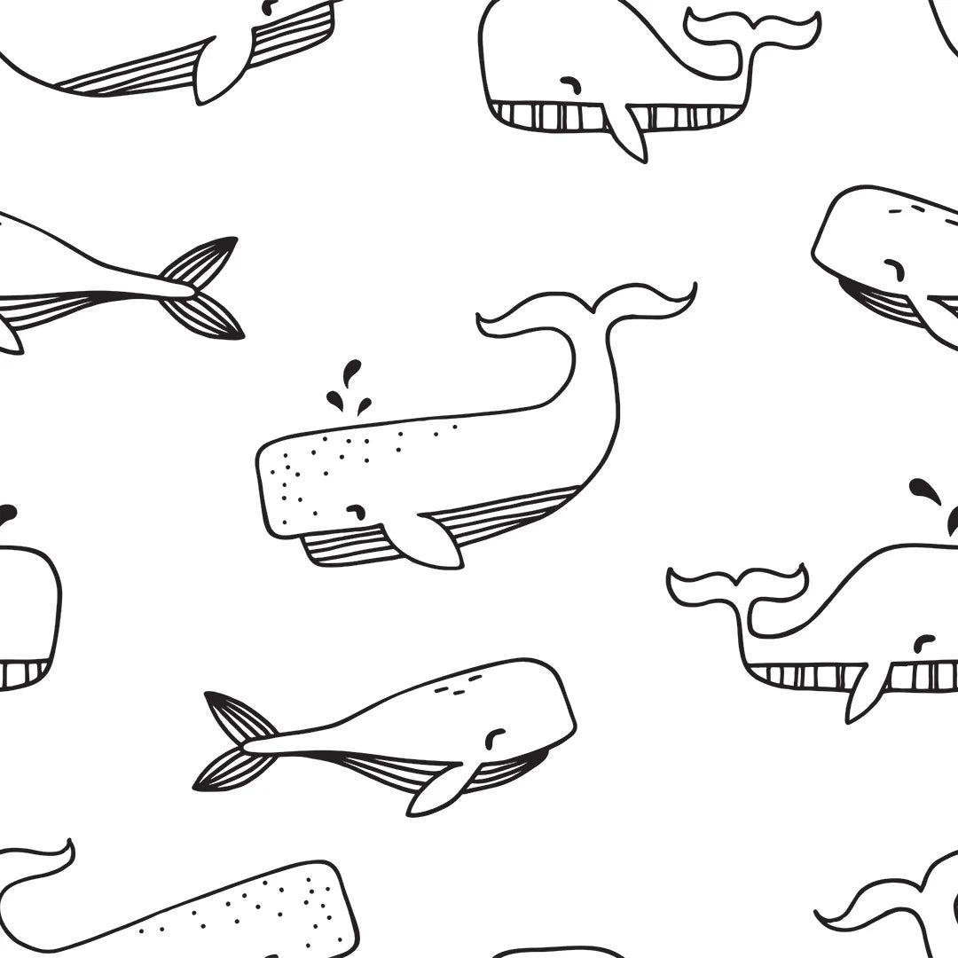 Sample of Whale Hello Wallpaper Black and White