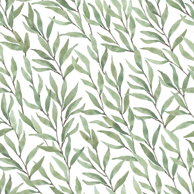 Willow Leaf Wallpaper in Green