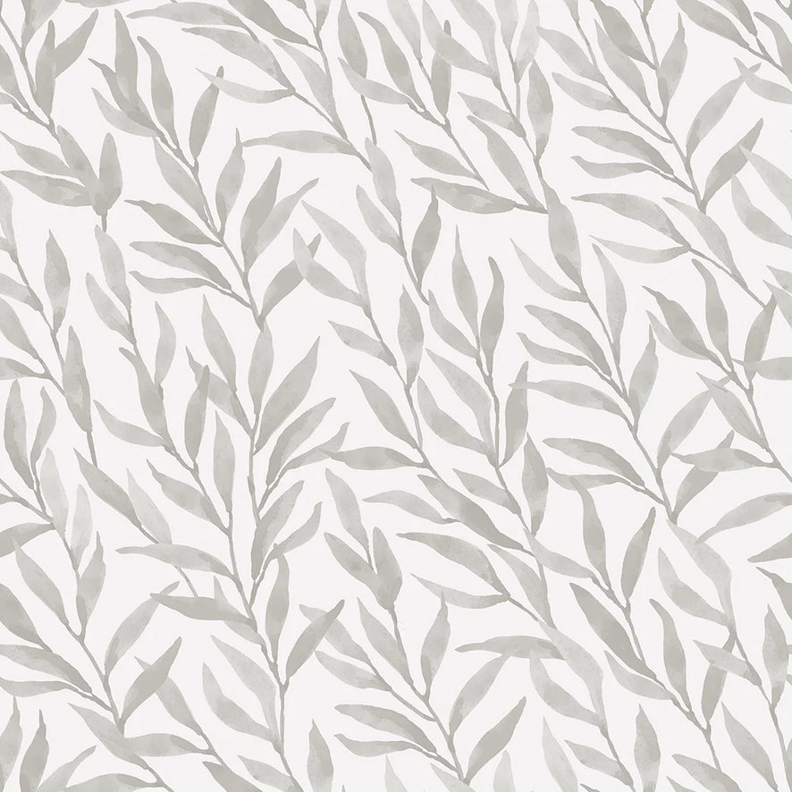 Willow Leaf Wallpaper in Grey