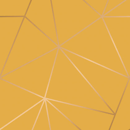 Zara Shimmer Metallic Geometric Wallpaper in Mustard and Gold