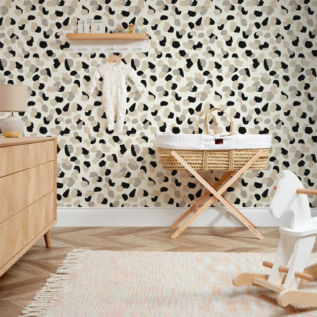 Abstract Spot Wallpaper in Neutrals and Black