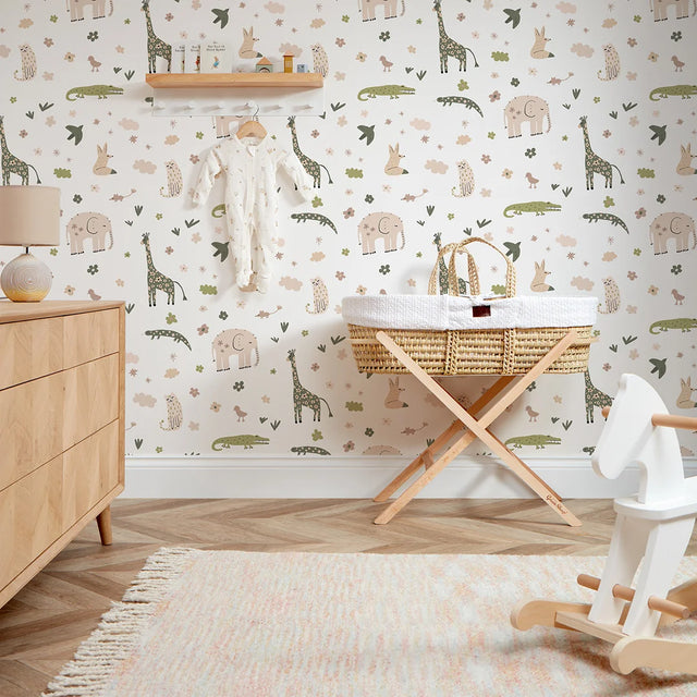 Animal Kingdom Wallpaper in Pale Pastels