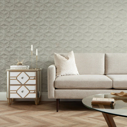 Architectural Concrete Wallpaper Beige and Gold