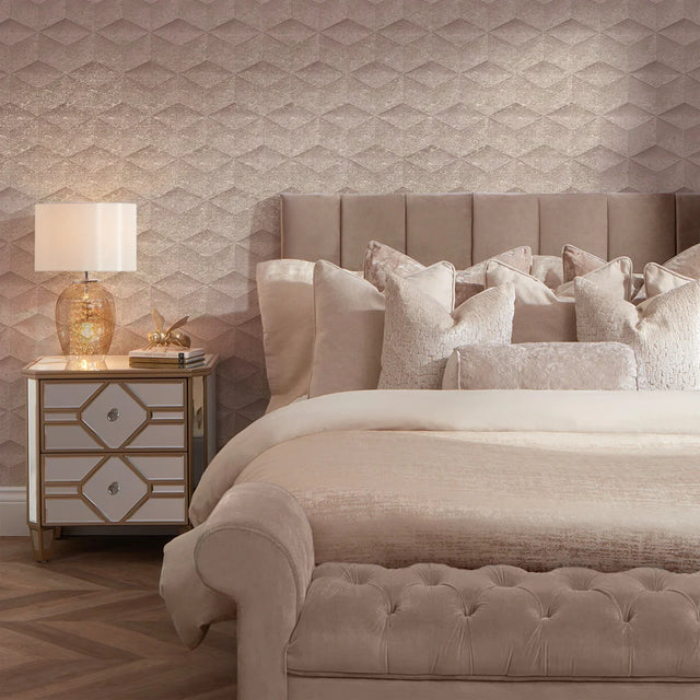 Architectural Concrete Wallpaper in Blush and Gold