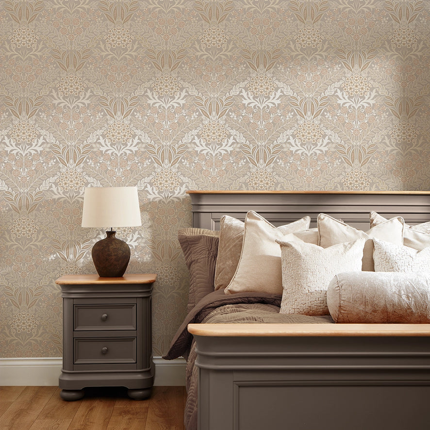 Artist's Garden Wallpaper in Shades of Cream