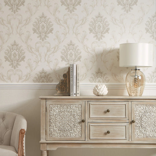 Aurora Shimmer Wallpaper in Shimmering Ivory with shades of Silver
