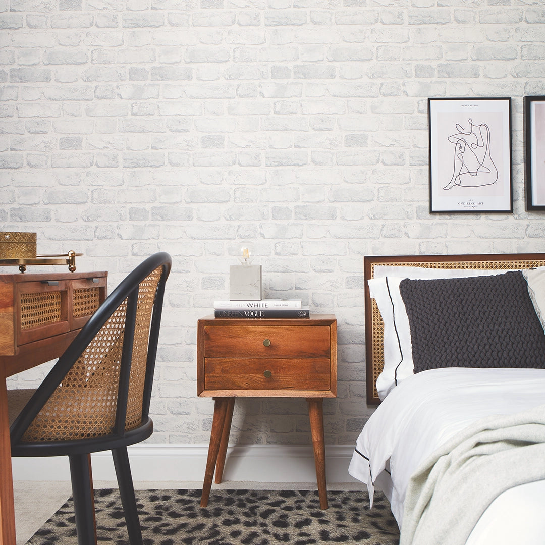 Battersea Brick Wallpaper in White – I Love Wallpaper