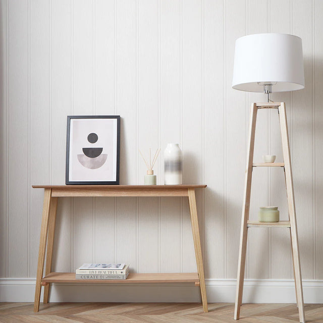 Beadboard Panel Wallpaper in Ivory Cream