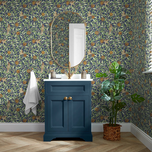 Beauty of Nature Wallpaper in Green on Navy