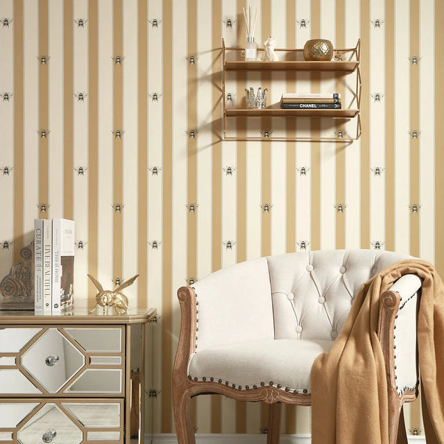 Bee Happy Wallpaper in Golden Honey