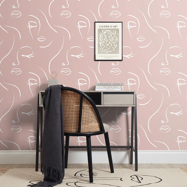 Belle Wallpaper in Blush Pink