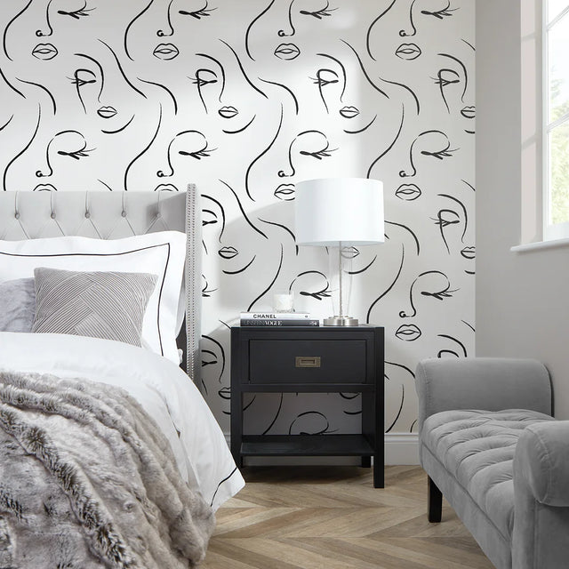 Belle Wallpaper in Monochrome