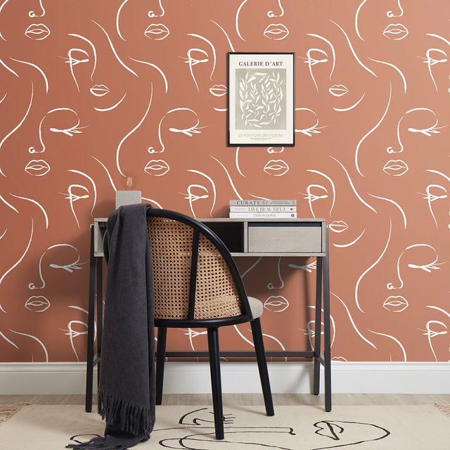 Belle Wallpaper in Terracotta