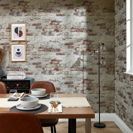 Brooklyn Brick Wallpaper in Red and White