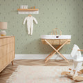 Bumble Bee Wallpaper in Sage Green