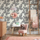 Butterfly Garden Wallpaper in Cream and Black