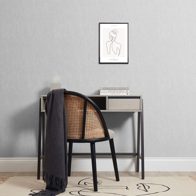 Camden Plain Wallpaper in Soft Grey and Silver