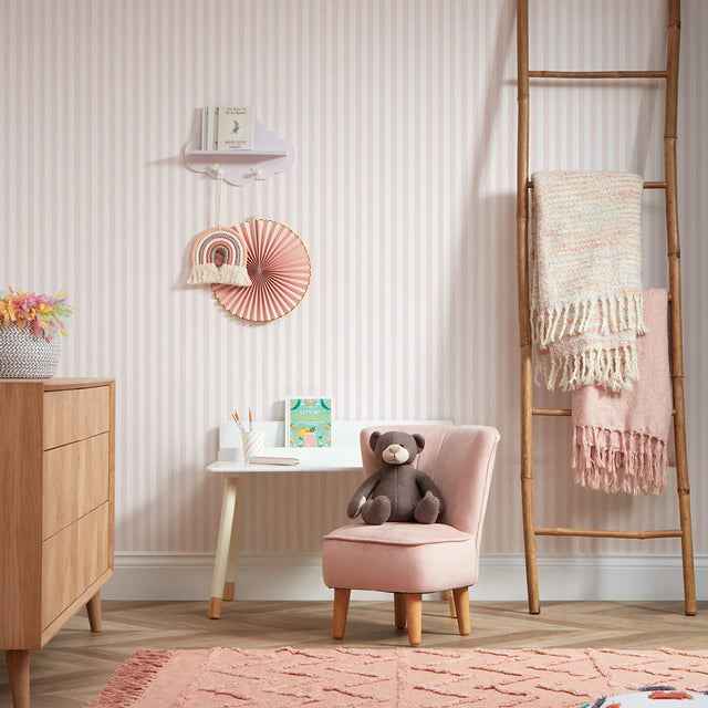 Classic Stripe Wallpaper in Pastel Pink