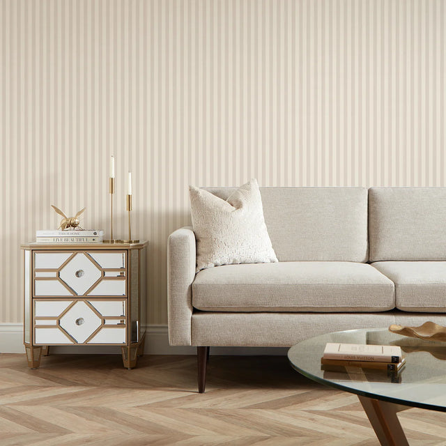 Classic Stripe Wallpaper in Cream and Truffle