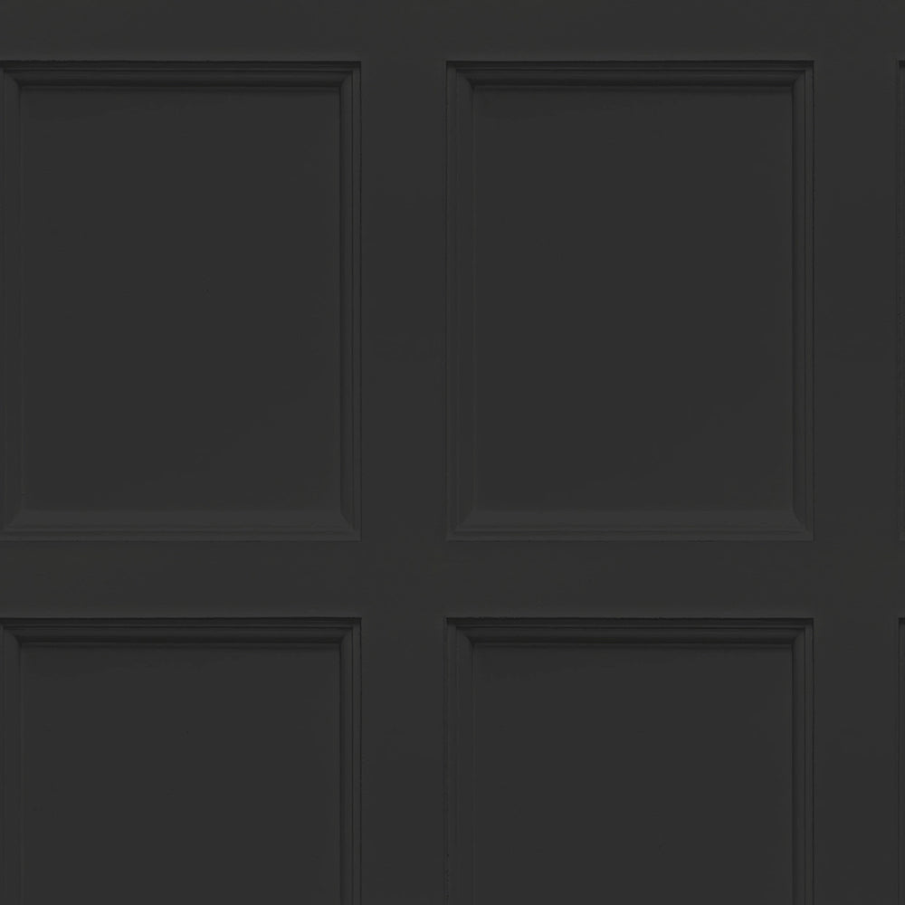 Sample of Classic Wood Panel Wallpaper in Charcoal