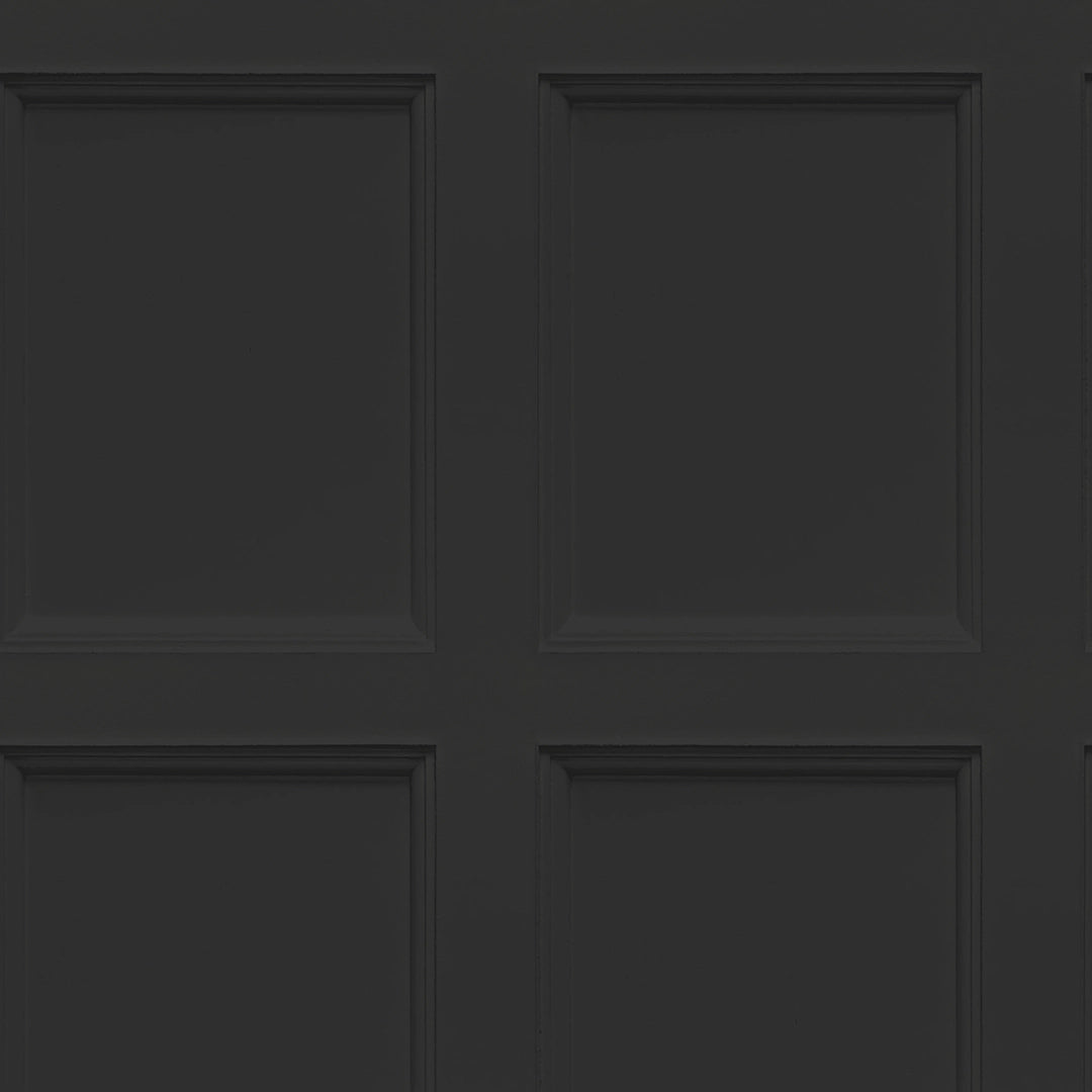 Sample of Classic Wood Panel Wallpaper in Charcoal