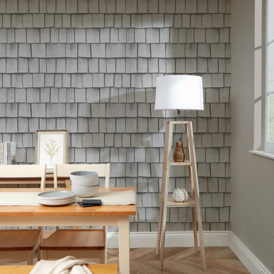 Colorado Wood Tile Wallpaper in Light Grey
