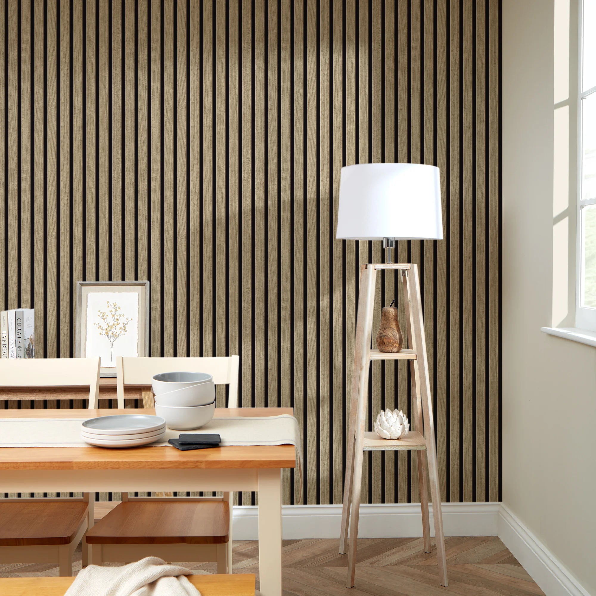 AS Creation Wooden Slats Vinyl Wallpaper – Textured, Paste The Wall, Strippable – Made In Germany – 5.2msq