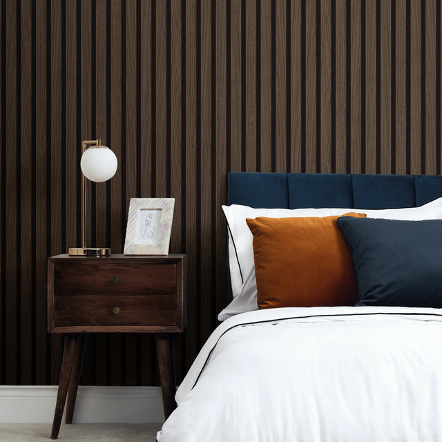 Contemporary Wood Slat Walnut