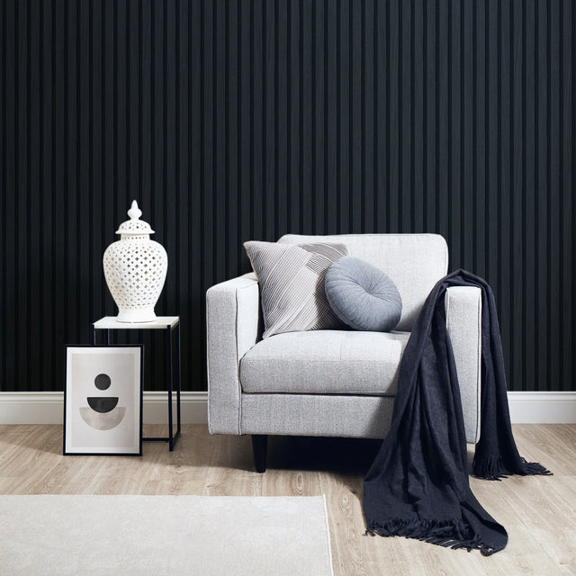 Contemporary Wood Slat Navy