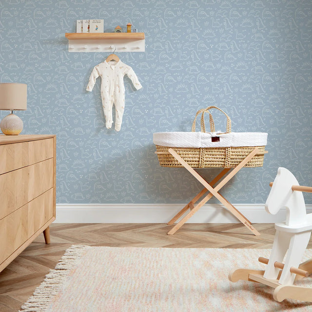 Dinky Dinos Wallpaper in Pale Blue