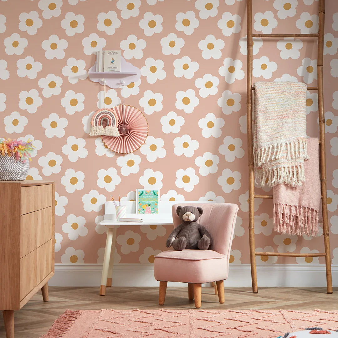 Daisy Bloom' Wallpaper by Wallshoppe - Cornflower