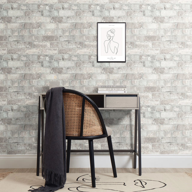 Downtown Brick Wallpaper in Blush