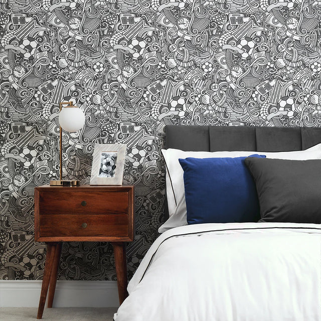 Dream Team Wallpaper in Grey and White