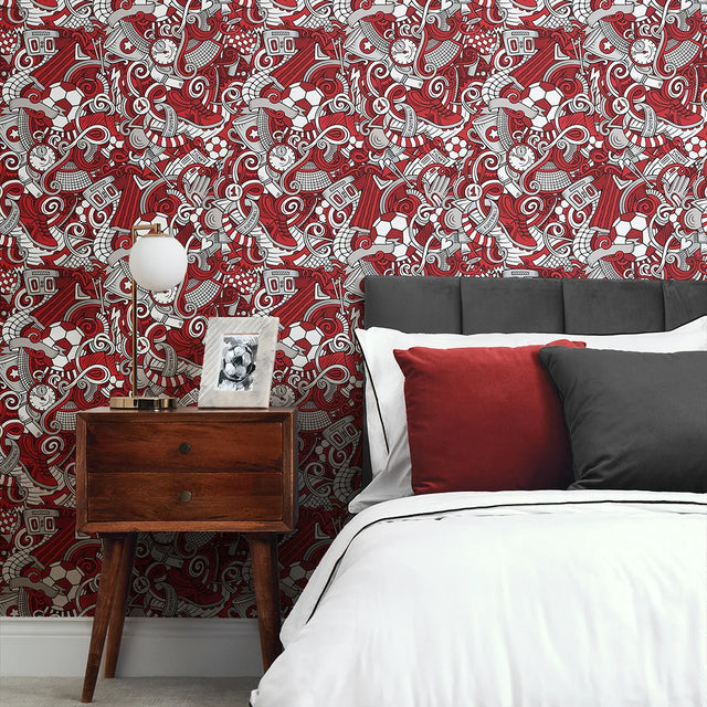 Dream Team Wallpaper in Red and Grey and White