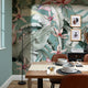 Exotic Flowers Mural in Teal, Green and Pink