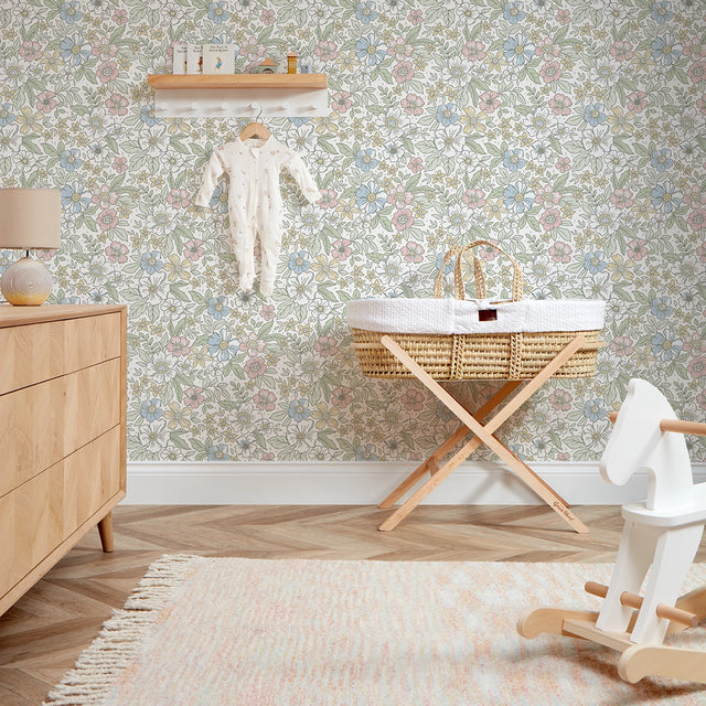 Gorgeous Gardenia Wallpaper in Soft Pastels